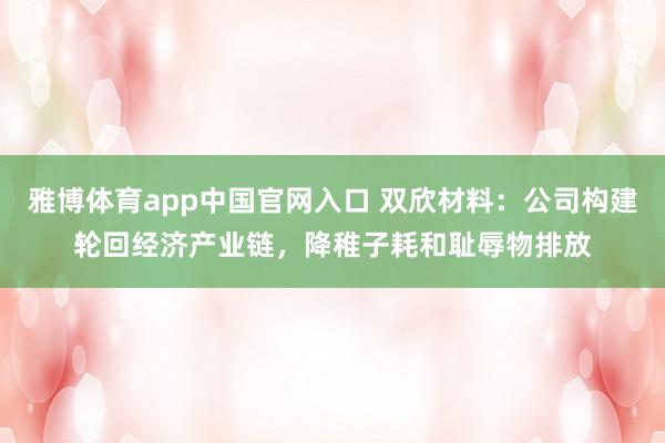 雅博体育app中国官网入口 双欣材料：公司构建轮回经济产业链，降稚子耗和耻辱物排放