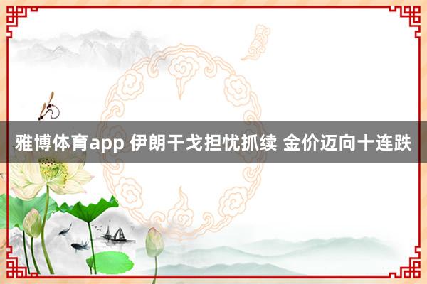 雅博体育app 伊朗干戈担忧抓续 金价迈向十连跌