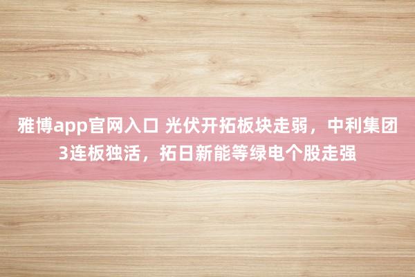 雅博app官网入口 光伏开拓板块走弱，中利集团3连板独活，拓日新能等绿电个股走强
