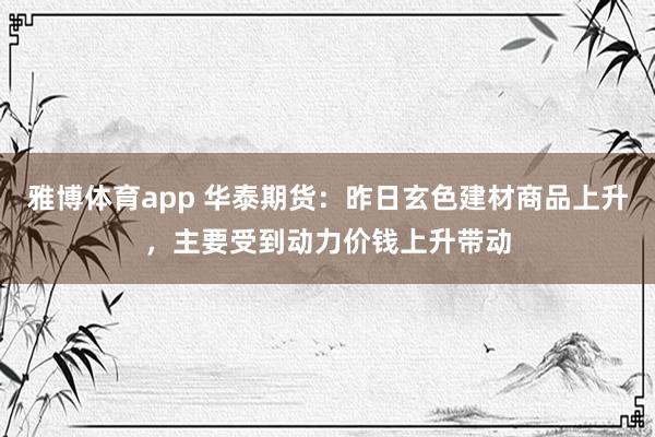 雅博体育app 华泰期货：昨日玄色建材商品上升，主要受到动力价钱上升带动