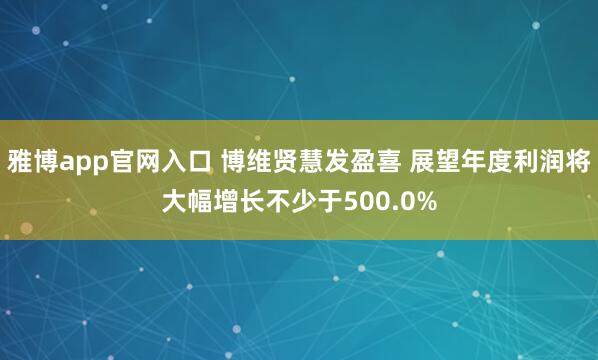 雅博app官网入口 博维贤慧发盈喜 展望年度利润将大幅增长不少于500.0%