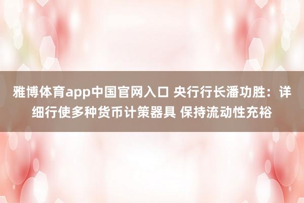 雅博体育app中国官网入口 央行行长潘功胜：详细行使多种货币计策器具 保持流动性充裕