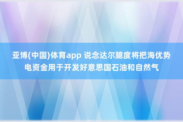 亚博(中国)体育app 说念达尔臆度将把海优势电资金用于开发好意思国石油和自然气