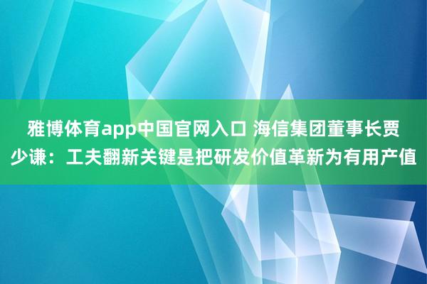 雅博体育app中国官网入口 海信集团董事长贾少谦：工夫翻新关键是把研发价值革新为有用产值