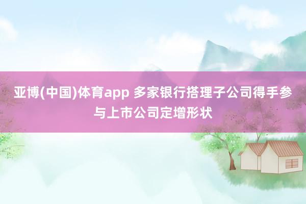 亚博(中国)体育app 多家银行搭理子公司得手参与上市公司定增形状