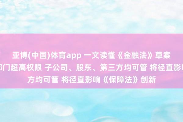 亚博(中国)体育app 一文读懂《金融法》草案精髓：授予监管部门超高权限 子公司、股东、第三方均可管 将径直影响《保障法》创新