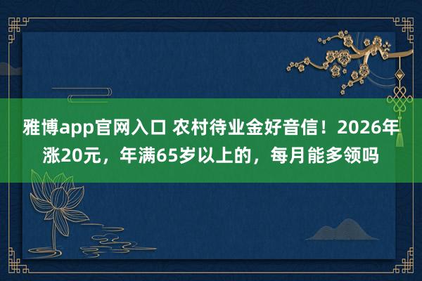 雅博app官网入口 农村待业金好音信！2026年涨20元，年满65岁以上的，每月能多领吗
