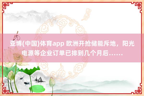 亚博(中国)体育app 欧洲开抢储能斥地，阳光电源等企业订单已排到几个月后……