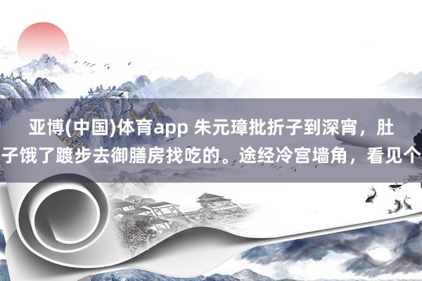 亚博(中国)体育app 朱元璋批折子到深宵，肚子饿了踱步去御膳房找吃的。途经冷宫墙角，看见个