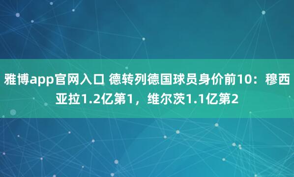 雅博app官网入口 德转列德国球员身价前10：穆西亚拉1.2亿第1，维尔茨1.1亿第2