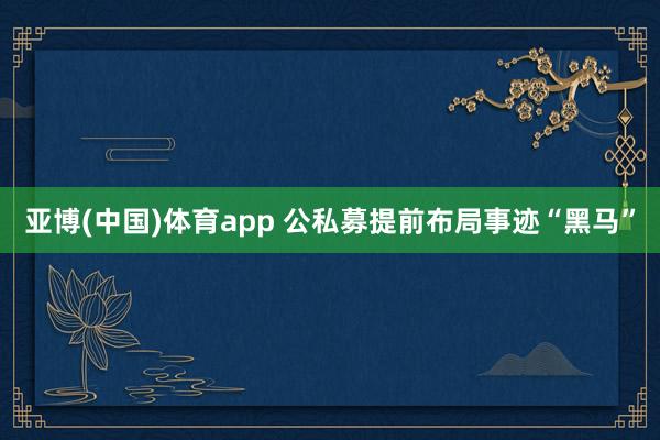 亚博(中国)体育app 公私募提前布局事迹“黑马”