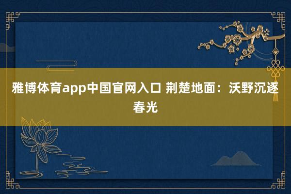 雅博体育app中国官网入口 荆楚地面：沃野沉逐春光