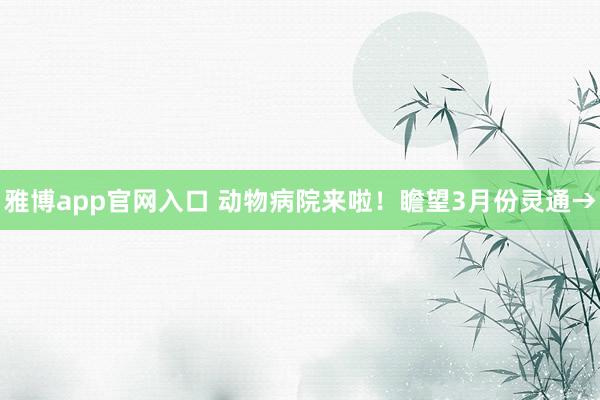 雅博app官网入口 动物病院来啦！瞻望3月份灵通→