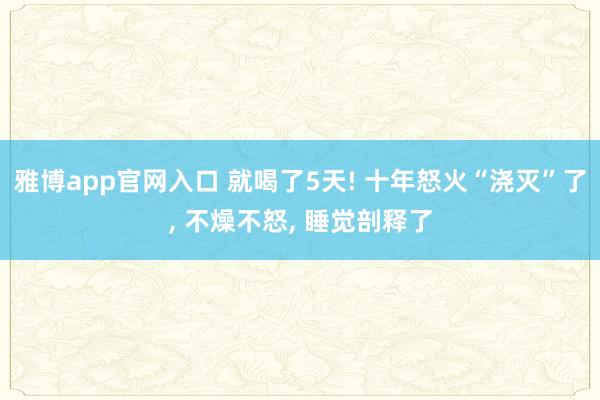 雅博app官网入口 就喝了5天! 十年怒火“浇灭”了， 不燥不怒， 睡觉剖释了