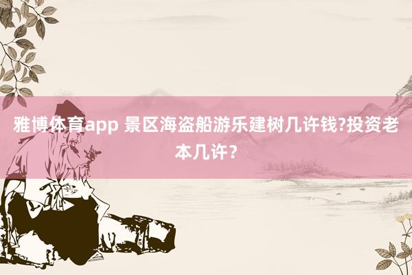 雅博体育app 景区海盗船游乐建树几许钱?投资老本几许？