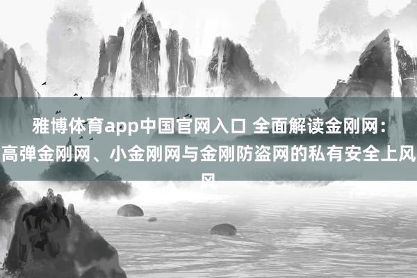 雅博体育app中国官网入口 全面解读金刚网：高弹金刚网、小金刚网与金刚防盗网的私有安全上风