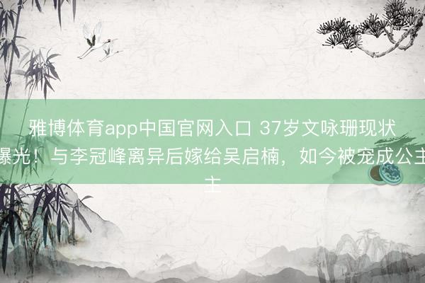 雅博体育app中国官网入口 37岁文咏珊现状曝光！与李冠峰离异后嫁给吴启楠，如今被宠成公主