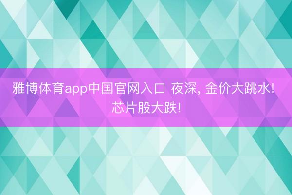 雅博体育app中国官网入口 夜深， 金价大跳水! 芯片股大跌!