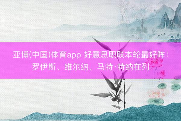 亚博(中国)体育app 好意思职联本轮最好阵：罗伊斯、维尔纳、马特·特纳在列