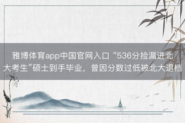 雅博体育app中国官网入口 “536分捡漏进北大考生”硕士到手毕业，曾因分数过低被北大退档