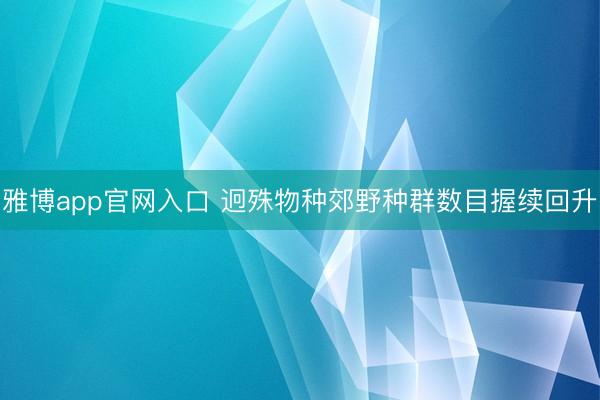 雅博app官网入口 迥殊物种郊野种群数目握续回升