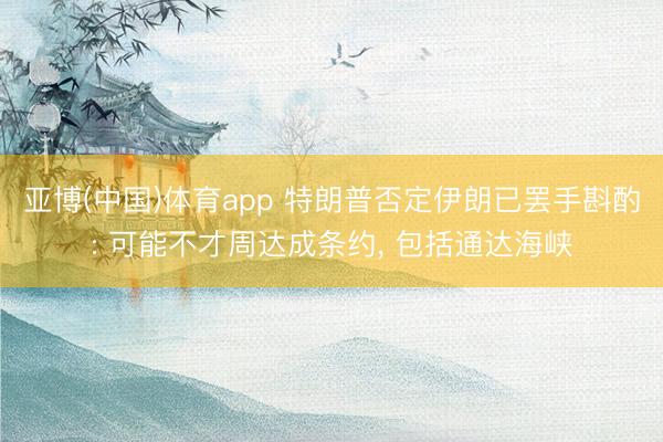 亚博(中国)体育app 特朗普否定伊朗已罢手斟酌: 可能不才