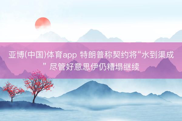 亚博(中国)体育app 特朗普称契约将“水到渠成” 尽管好意