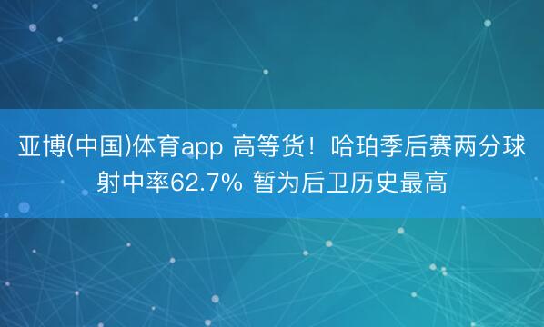 亚博(中国)体育app 高等货！哈珀季后赛两分球射中率62.7% 暂为后卫历史最高