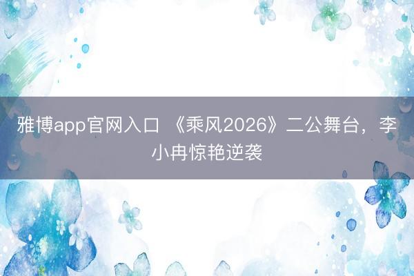 雅博app官网入口 《乘风2026》二公舞台，李小冉惊艳逆袭