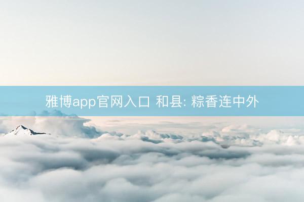 雅博app官网入口 和县: 粽香连中外