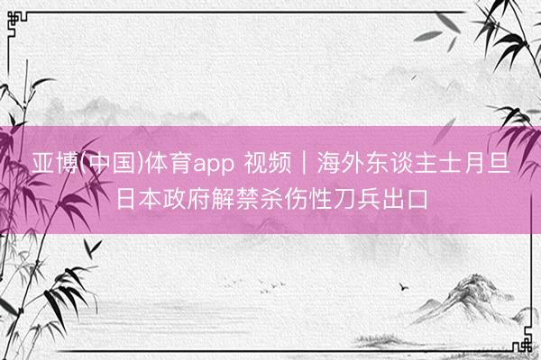 亚博(中国)体育app 视频｜海外东谈主士月旦日本政府解禁杀伤性刀兵出口