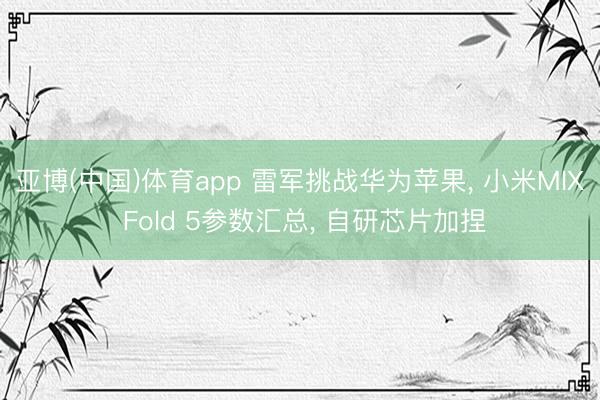 亚博(中国)体育app 雷军挑战华为苹果， 小米MIX Fold 5参数汇总， 自研芯片加捏