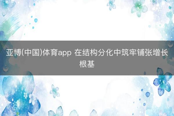 亚博(中国)体育app 在结构分化中筑牢铺张增长根基
