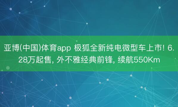 亚博(中国)体育app 极狐全新纯电微型车上市! 6.28万起售, 外不雅经典前锋, 续航550Km