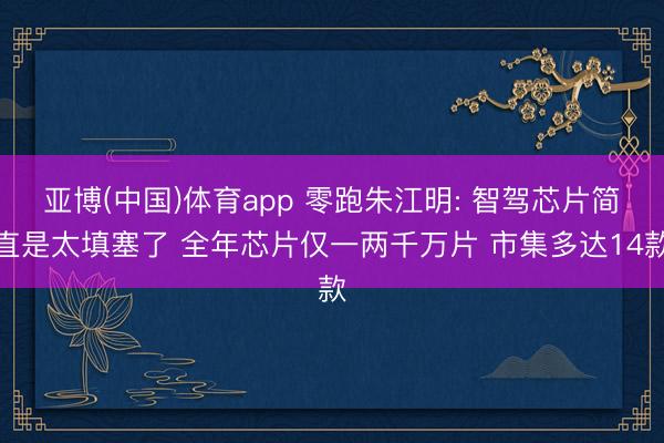 亚博(中国)体育app 零跑朱江明: 智驾芯片简直是太填塞了 全年芯片仅一两千万片 市集多达14款