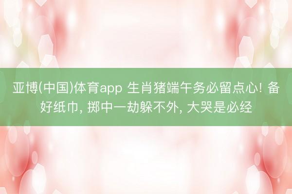 亚博(中国)体育app 生肖猪端午务必留点心! 备好纸巾， 掷中一劫躲不外， 大哭是必经